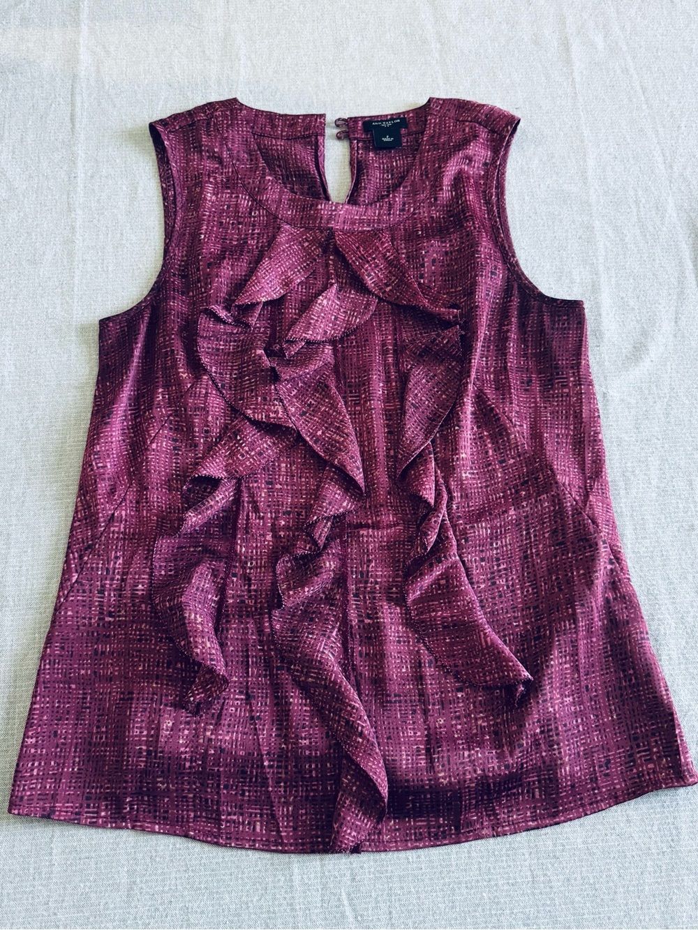 Ann Taylor Purple Print Sleeveless Career Top 2